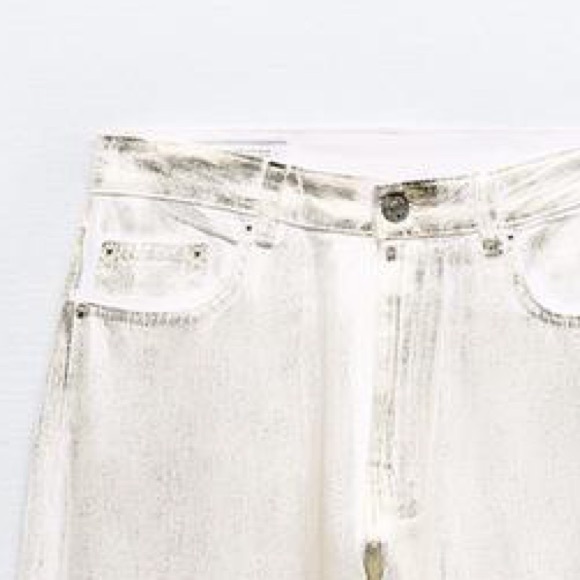 NWT. Zara TRF Metallic Effect High-Waisted Jeans. Size 12, 14. - Picture 8 of 12